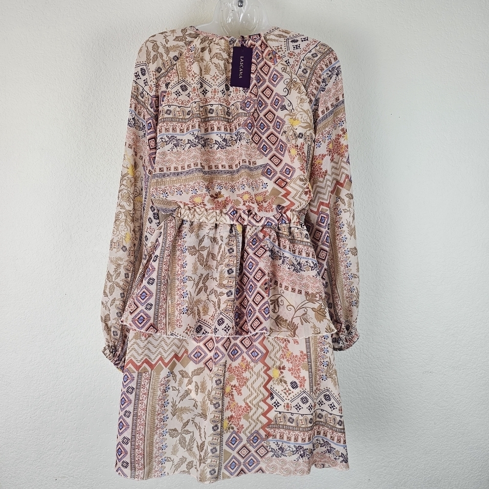 NWT LASCANA About You Long Sleeve Boho Shirt Dress Mixed Print Size 2 - Picture 8 of 16